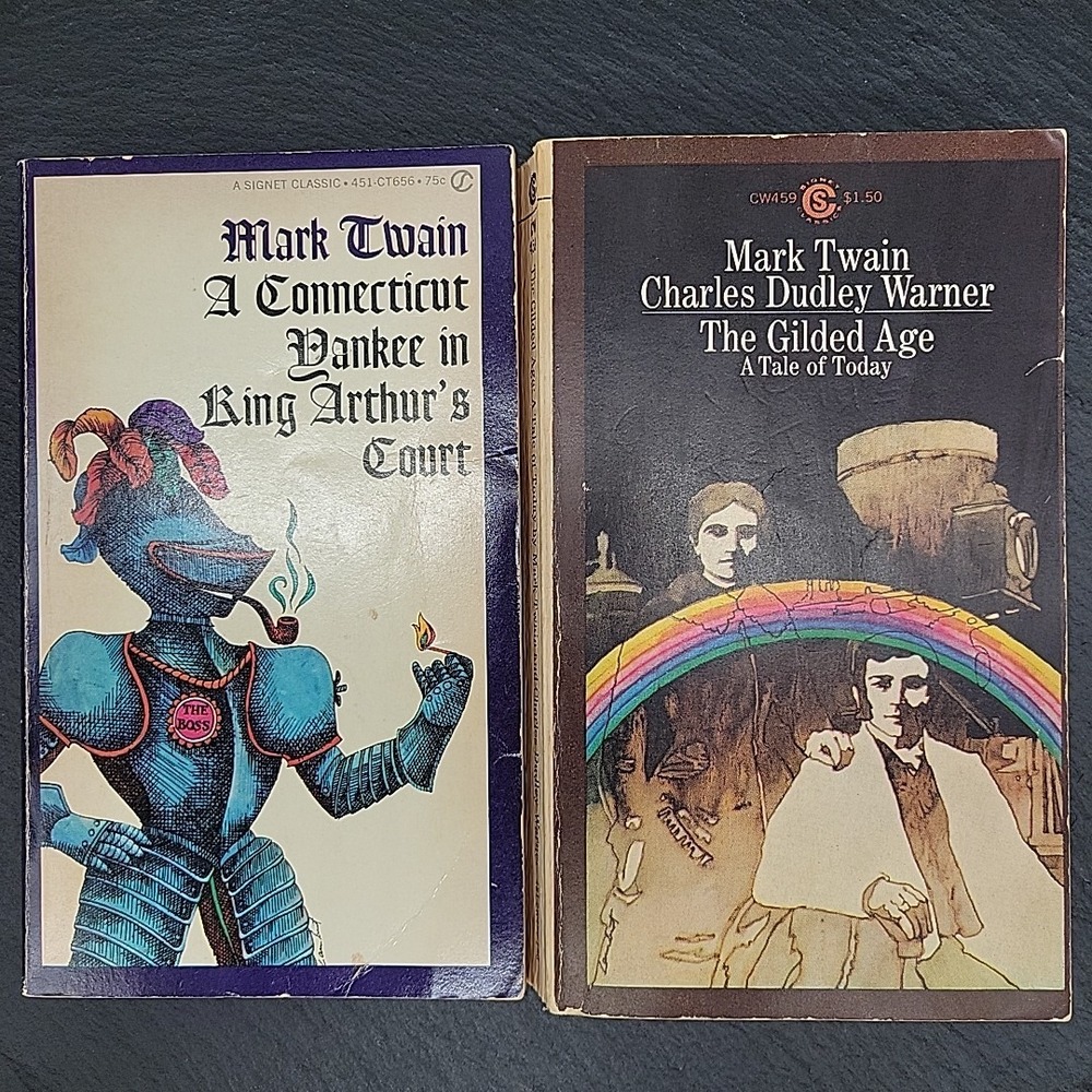 Lot of 2 Mark Twain Books The Gilded Age Connecticut Yankee King Arthur's Court